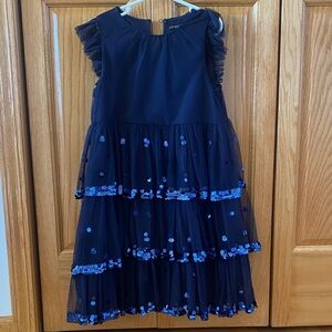 Crewcuts Midnight Blue Sequin Tiered Dress
